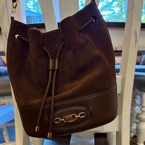 Ralph Lauren Dark Brown Suede Bucket Bag